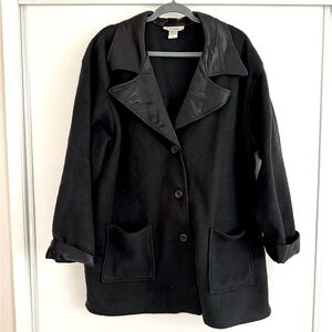 Black Teddy Jacket with Satin Accents